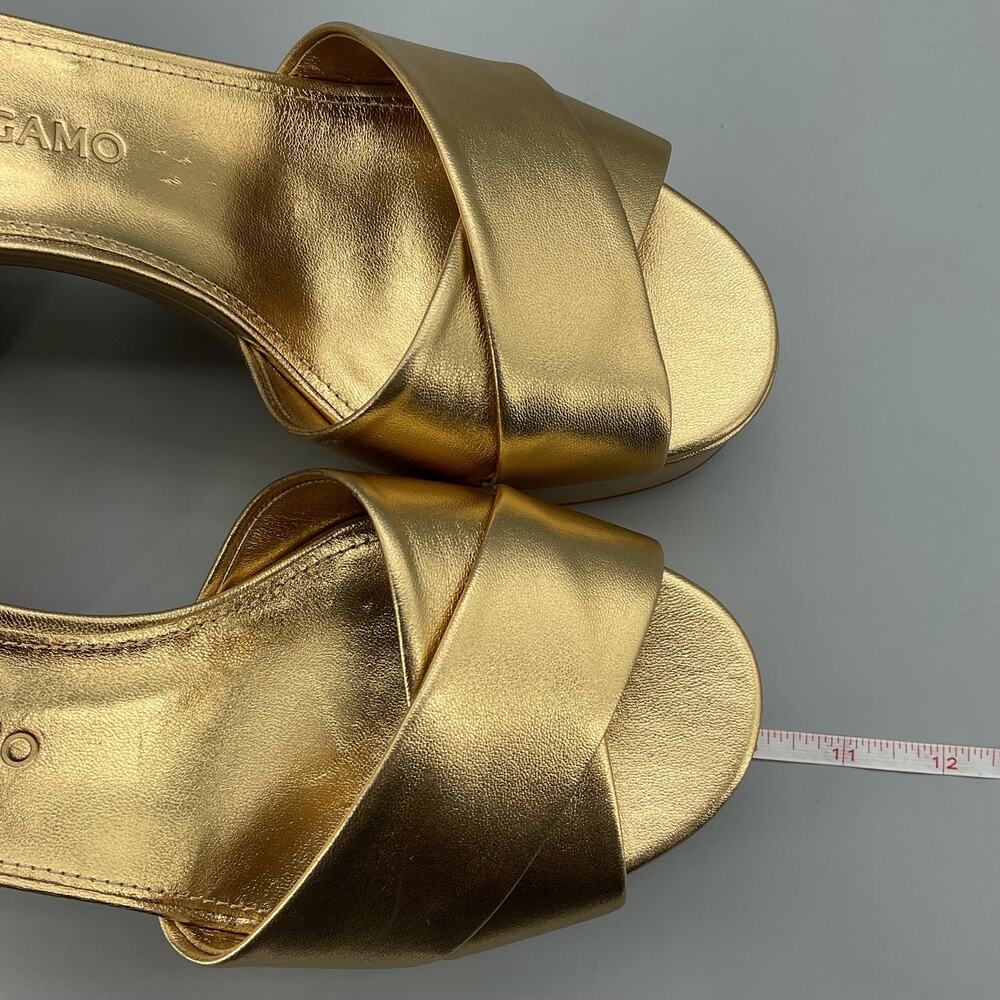 NEW Ferragamo Women’s Savia Platform Sandals Gold Size 10C - Picture 8 of 11